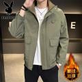 花花公子新款高品质2802M加绒-连帽加绒夹克男大码8XL潮流宽松青少年冬季外套男_824 5XL 军绿色