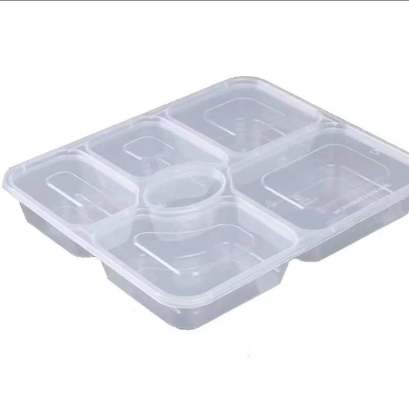 凯贵特 一次性打包盒外卖盒 五格六格 带盖 食品级 餐盒 透明方六格(150套)高清大图
