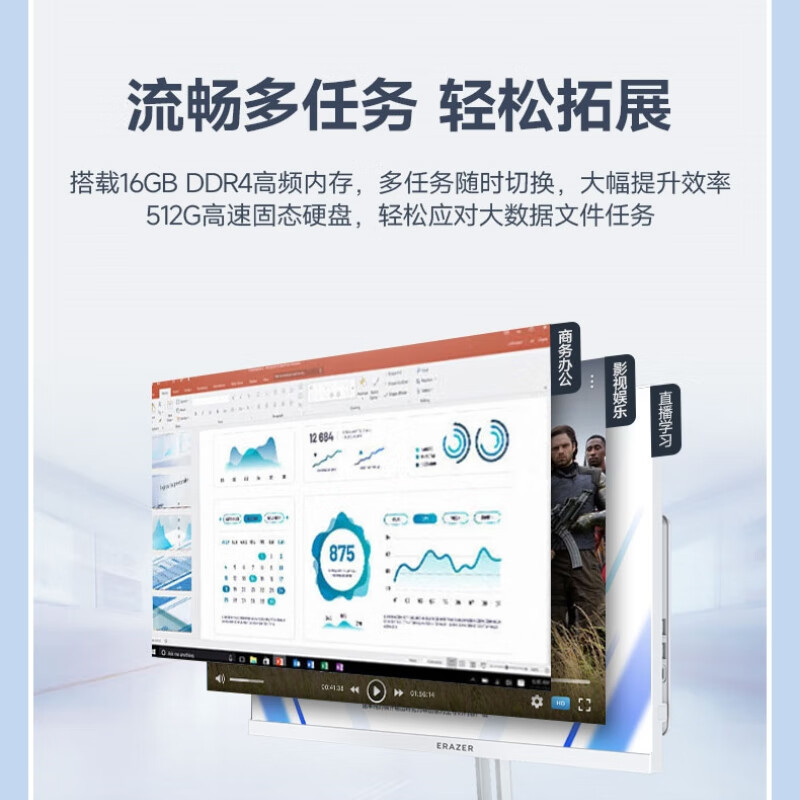 联想(Lenovo)生态品牌 异能者S270H 27英寸一体机电脑 (I5-12450H 16G 512G WIFI ) 白色 官方标配高清大图