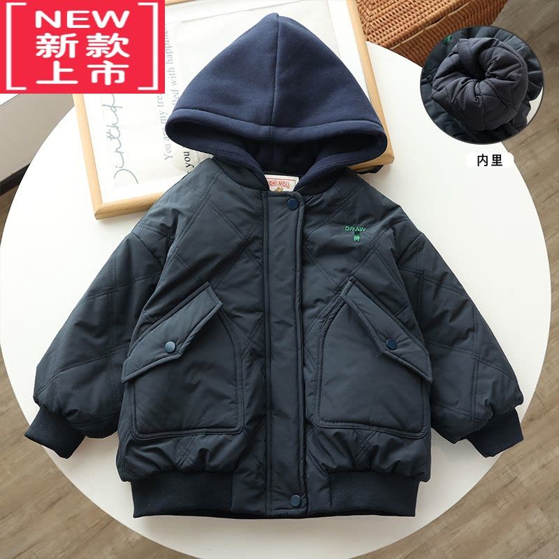 可莉允内心火热热~仿内胆 菱形气质大方连帽棉服外套男女童夏桑小铺图片