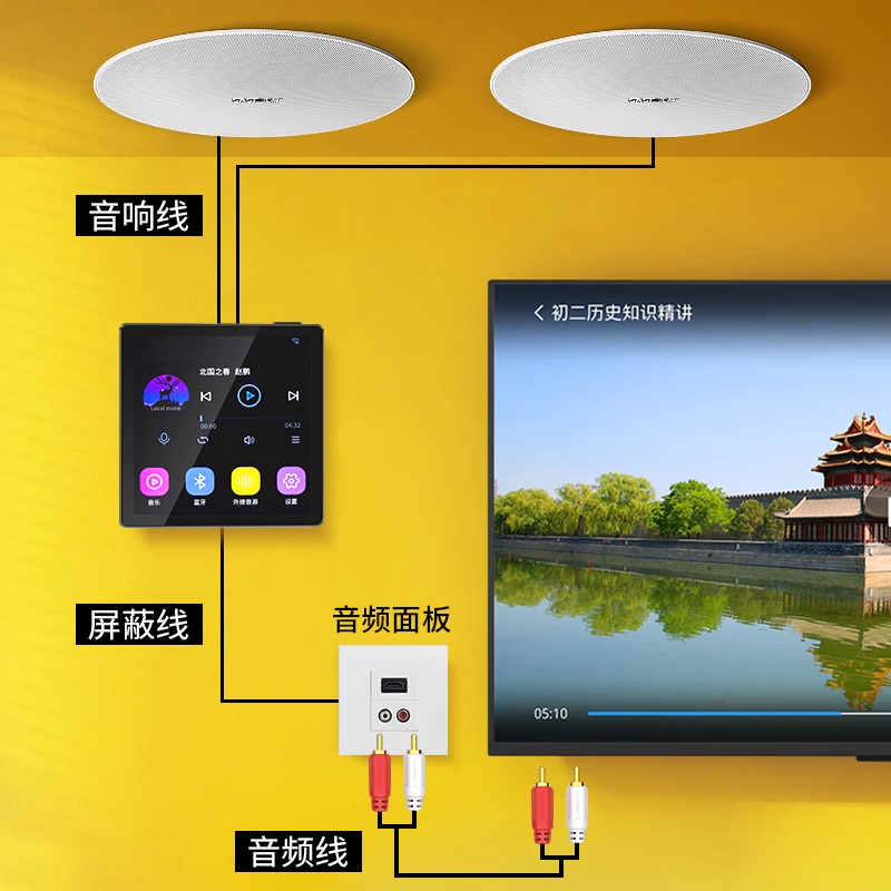 先科(SAST)智能AI吸顶音响天花吊顶家庭影院音乐标配(内置精灵)智能语音主机+3个6.5英寸发烧级同轴重低音吸顶音响