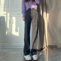 2021秋季新款韩版牛仔裤女直筒拖地高腰阔腿裤宽松显瘦水洗长裤潮
