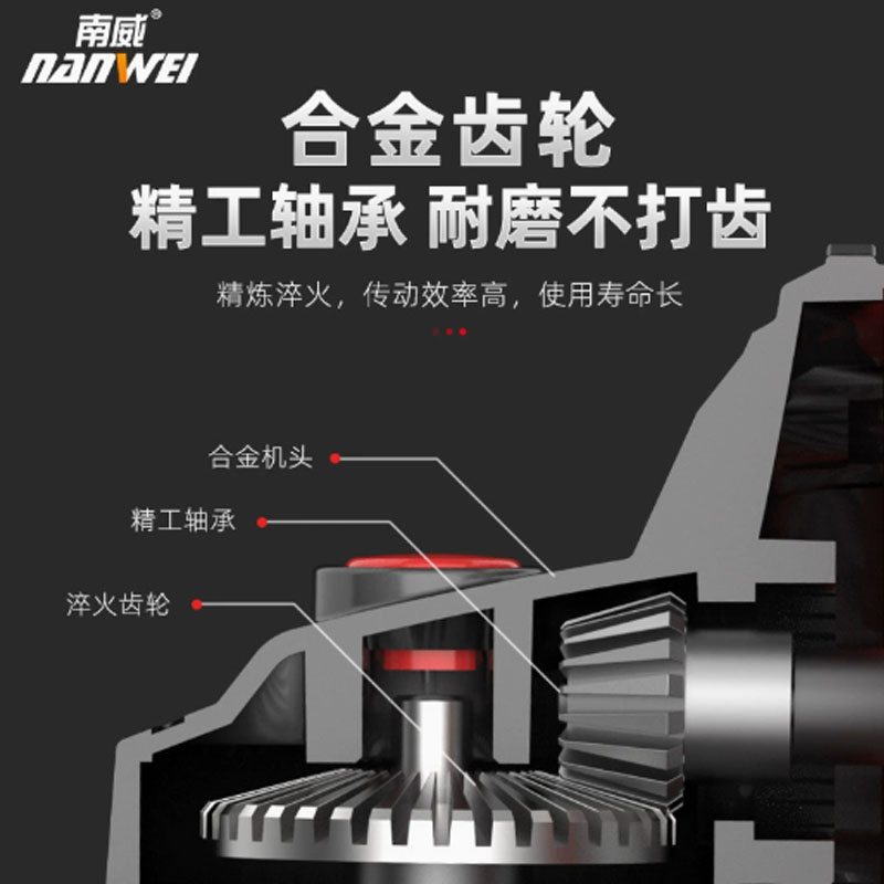 南威三向旋转款5.0AH两电+送大礼包无刷锂电角磨机高清大图