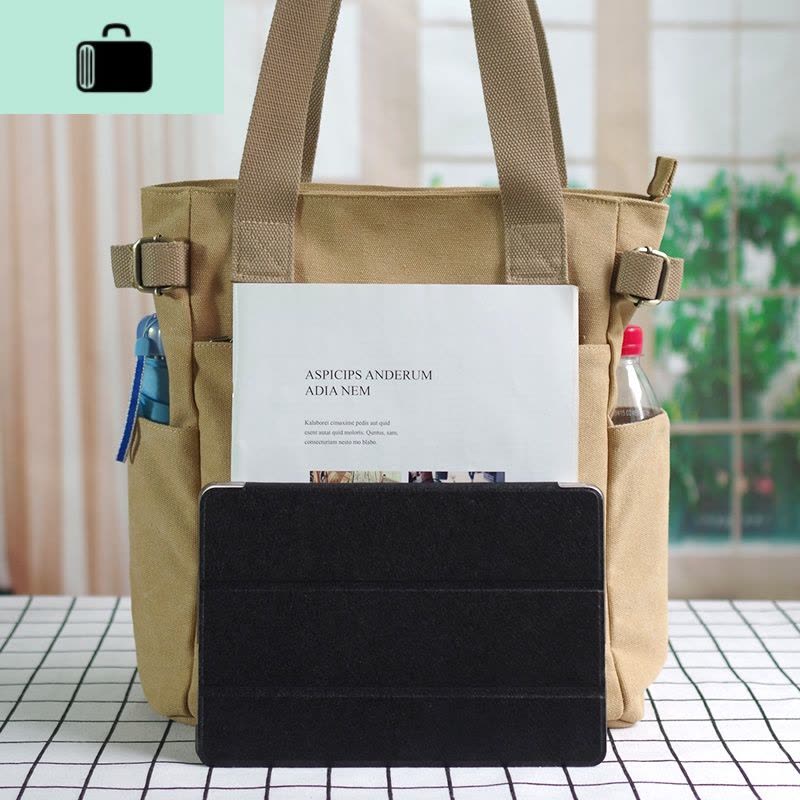 新款女包帆布包单肩包男女包包日系方包多袋布包布艺休闲上班挎包NEW LAKE女士单肩包图片