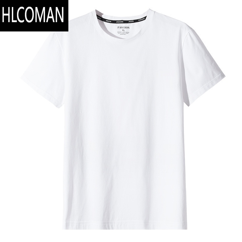 HLCOMAN男士Tt恤短袖95%棉+5%氨纶莱卡棉四面弹冰凉透气宽松打底纯色半袖