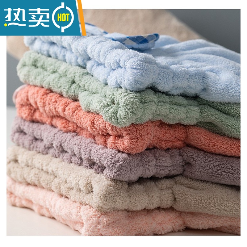 敬平公主干发帽ins吸水速干加厚2021新款女网红可爱浴帽长发 卡其色高清大图