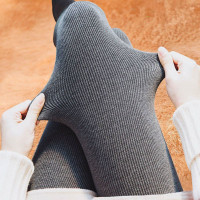 [超买直播爆品]樵JIAO加绒棉螺纹打底裤女冬显瘦外穿高腰保暖裤一体裤袜095-0132-0157-HFZZ竖条纹打底裤