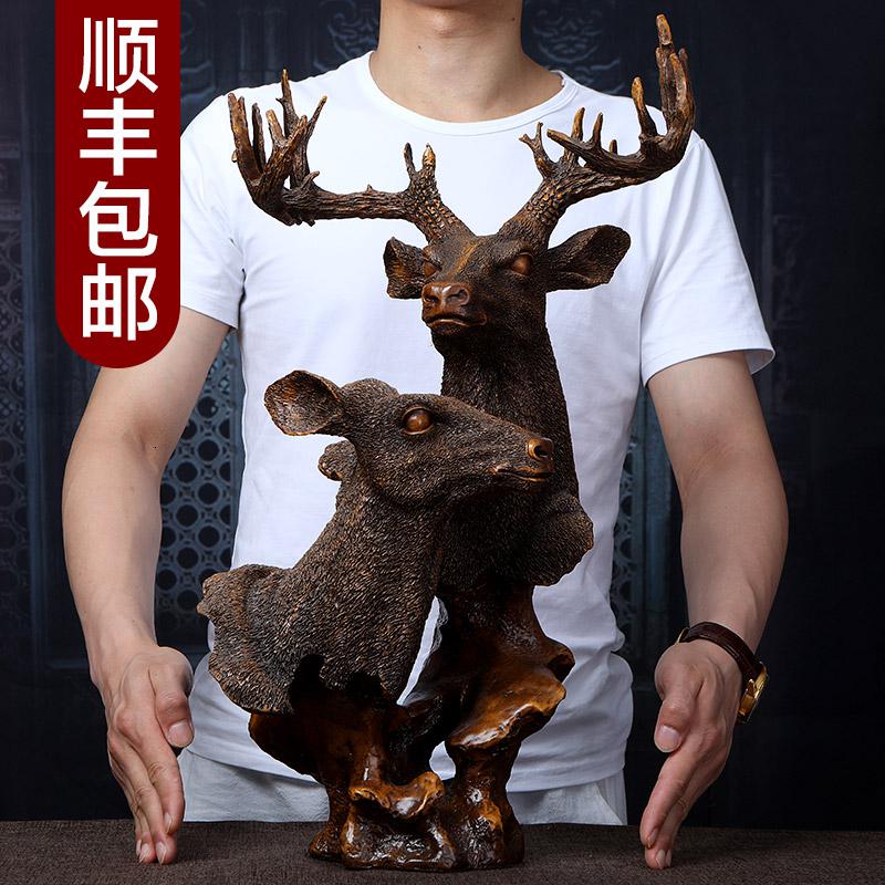 美帮汇鹿头摆件装饰北欧美式欧式新中式家居客厅酒柜创意办公室摆件高清大图