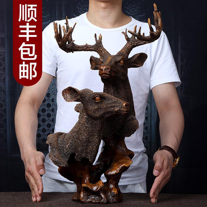 美帮汇鹿头摆件装饰北欧美式欧式新中式家居客厅酒柜创意办公室摆件