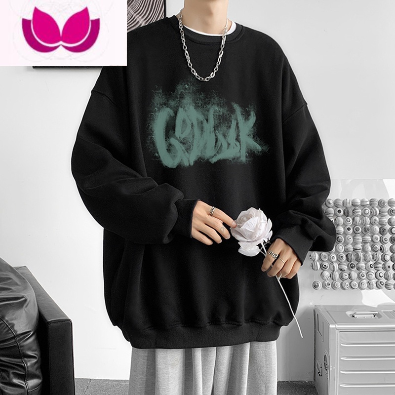 七斓卫衣男士春季oversize美式潮牌新款衣服男生宽松圆领长袖上衣
