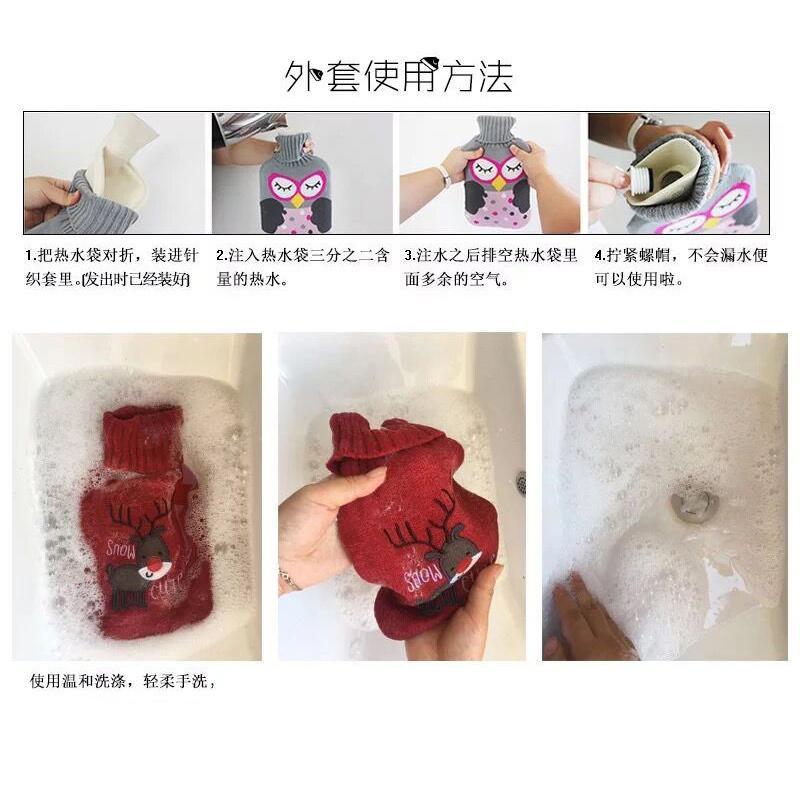 热水袋注水暖水袋大小号暖宫腰毛绒充水橡胶防爆卡通暖手宝宝
