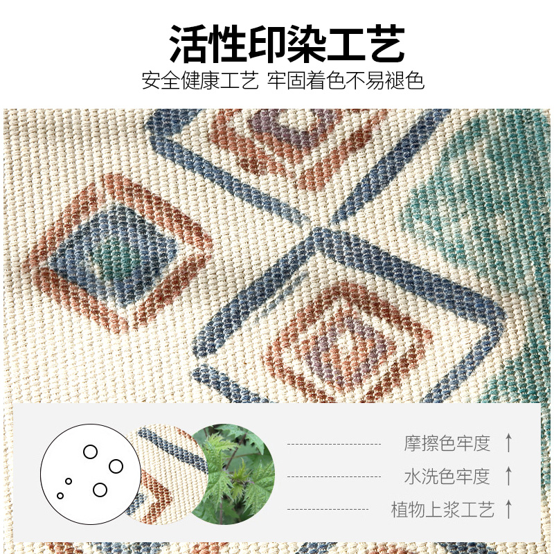 美帮汇棉麻地毯卧室床边毯榻榻米地垫日式布艺编织可机洗客厅茶几脚垫子高清大图