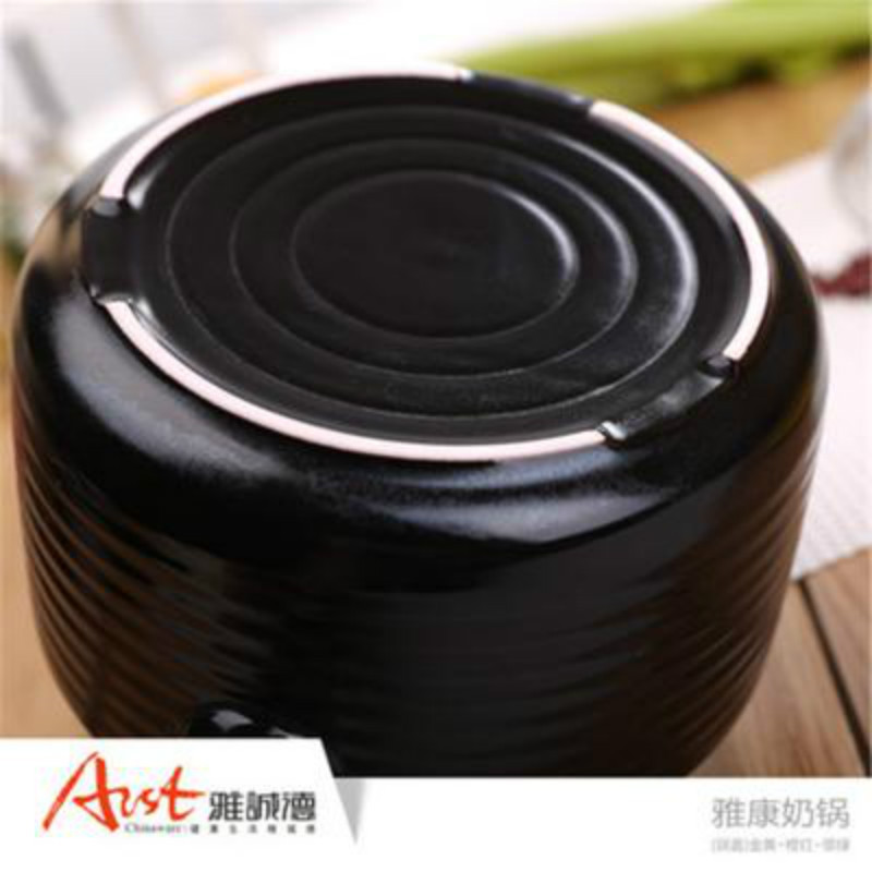 Arst雅诚德陶瓷奶锅小砂锅容量1L 家用迷你辅食热奶煮粥煮面锅直径16cm明火耐高温翡翠绿色