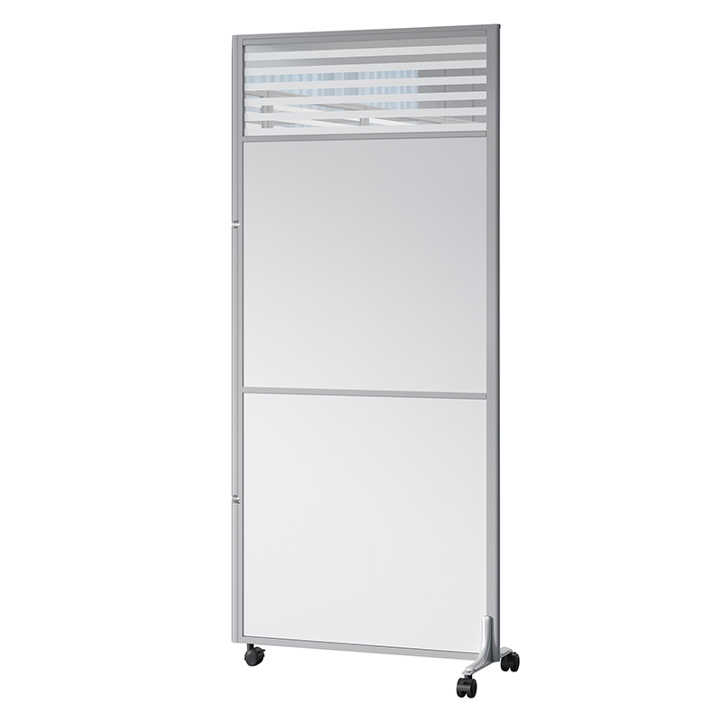 120CM办公室移动屏风隔断带玻璃式可折叠推拉门简约现代工厂车间带轮活动屏风墙 宽120*高200CM（带玻璃式）含配件