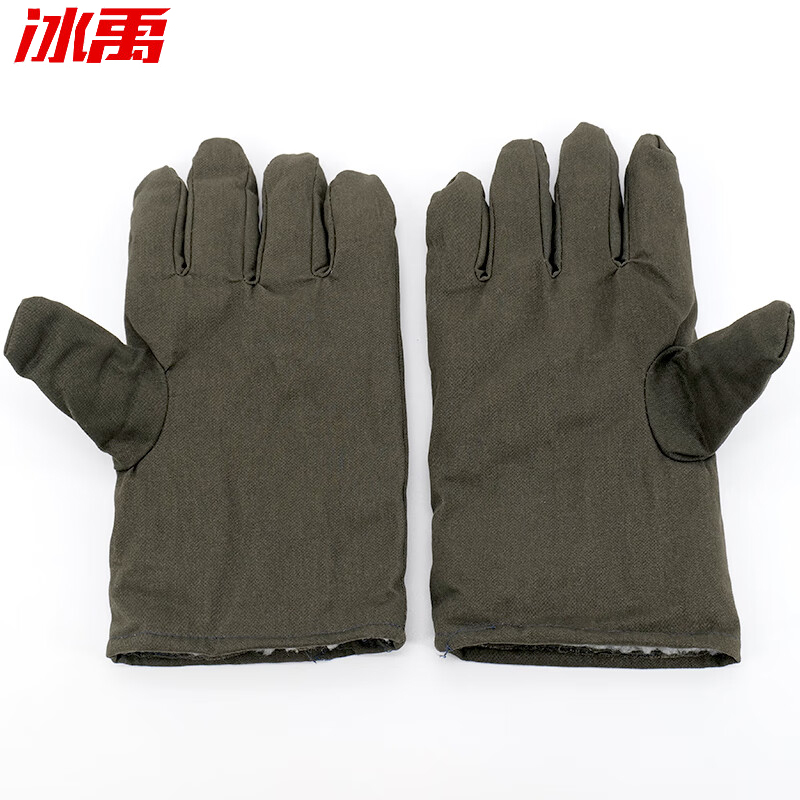 冰禹 BYlj-186 冬季加绒防寒保暖手套 冷库劳保手套 绿色 10双高清大图