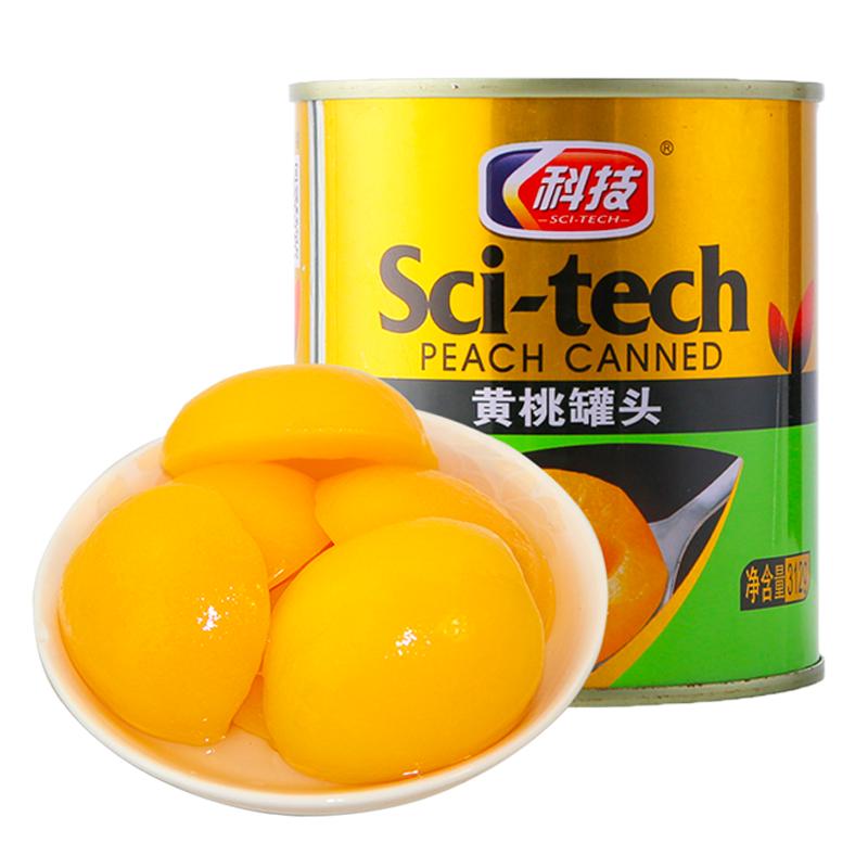 科技牌(SCI-TECH)糖水黄桃罐头312g 桃子水果罐头 休闲食品 烘焙辅料 零食方便速食 自热火锅伴侣 饮料