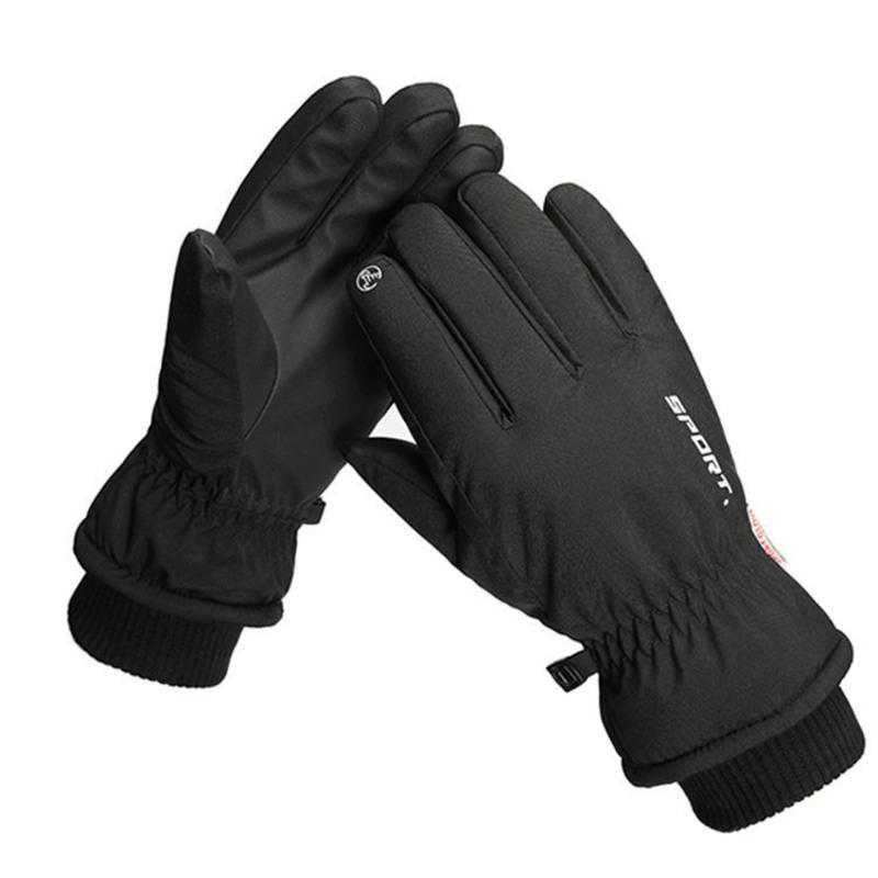 南极人男女士冬季加绒加厚手套情侣保暖户外滑雪骑车防水防滑防风 男士Sport黑色