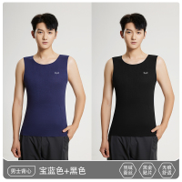 猫人羽绒蚕丝护肚贴片保暖背心男士德绒发热无痕内搭打底衣270g