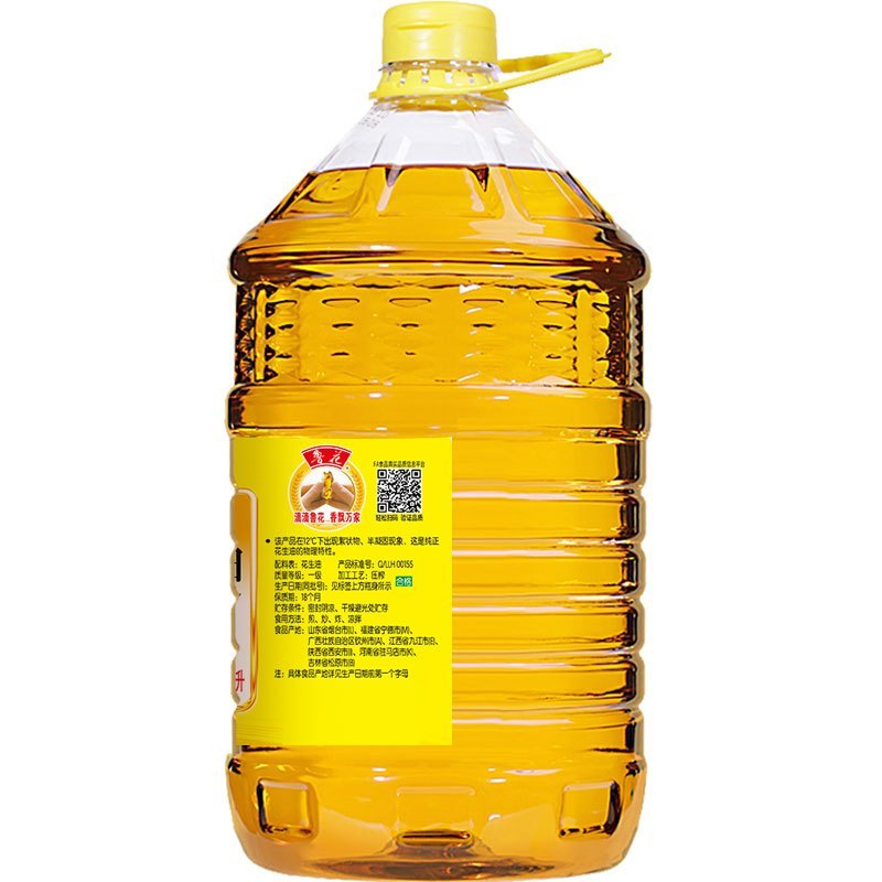 鲁花5S压榨一级花生油5.436L 大桶食用油 物理压榨 家用粮油