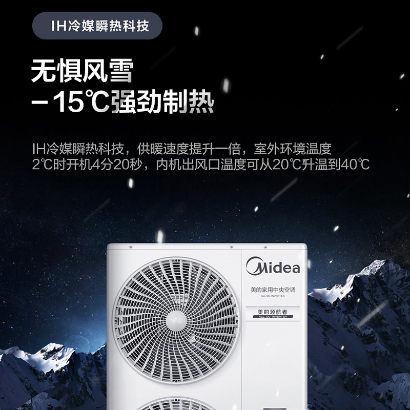 美的(Midea)领航者大6匹一拖五全直流变频智能家电中央空调加湿新风MDVH-V160W/N1-620LH(E1)