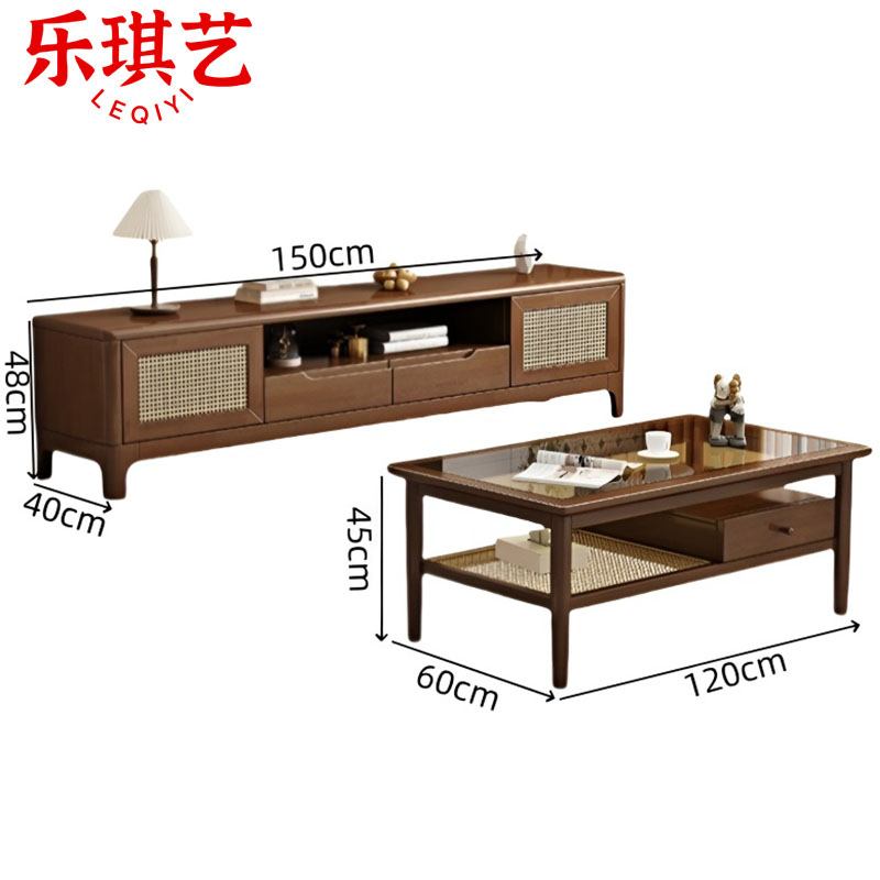 乐琪艺 电视柜+茶几 木质 套高清大图