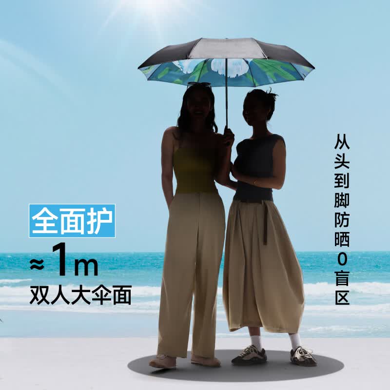 蕉下(beneunder)BM398 三折倍护黑胶防晒伞 伞骨数量8K 花影浮游高清大图
