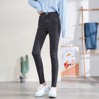[直降价100元]唐狮秋冬季新款牛仔裤女紧身高腰修身显瘦黑灰色小脚裤铅笔裤