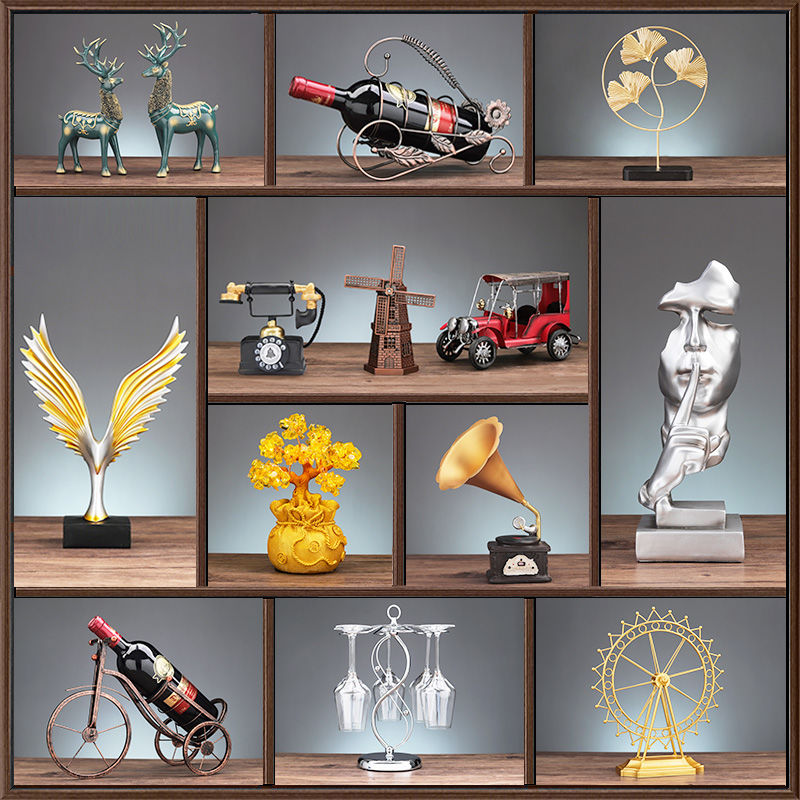 客厅玄关办公室桌面电视酒柜装饰品红酒架摆件家居小创意工艺摆设