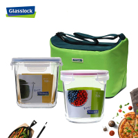 三光云彩(GLASSLOCK)钢化玻璃耐热保鲜盒两件套920+720ml原装进口可微波炉加热汤碗耐摔上班族带饭带盖便当盒