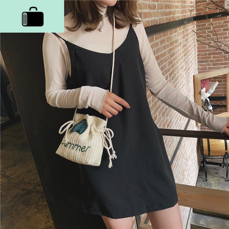 高级感编水桶小包包女包2019新款夏季小清新编织单肩斜挎包NEWLAKE高清大图