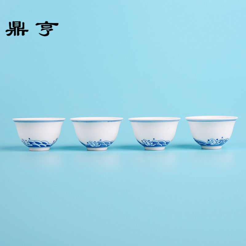 鼎亨主人杯小茶杯青花陶瓷 景德镇功夫茶具手工手绘单杯普洱杯