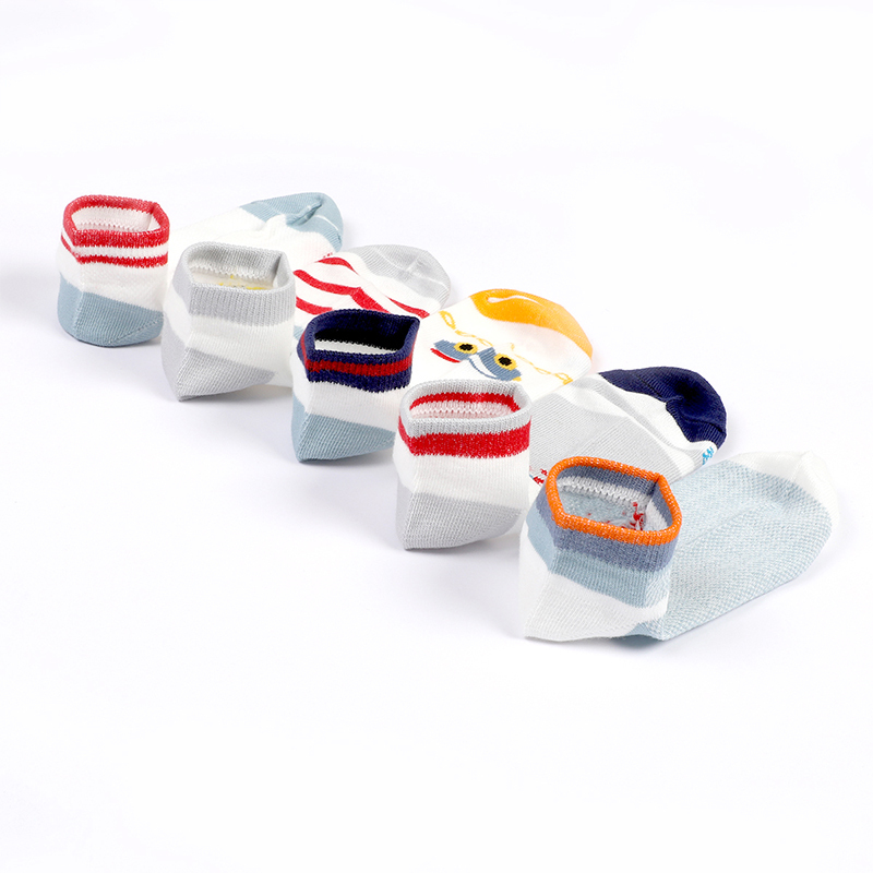 红豆男童袜子春秋新款儿童棉袜中大童短袜宝宝中筒袜童袜5双装h0w713