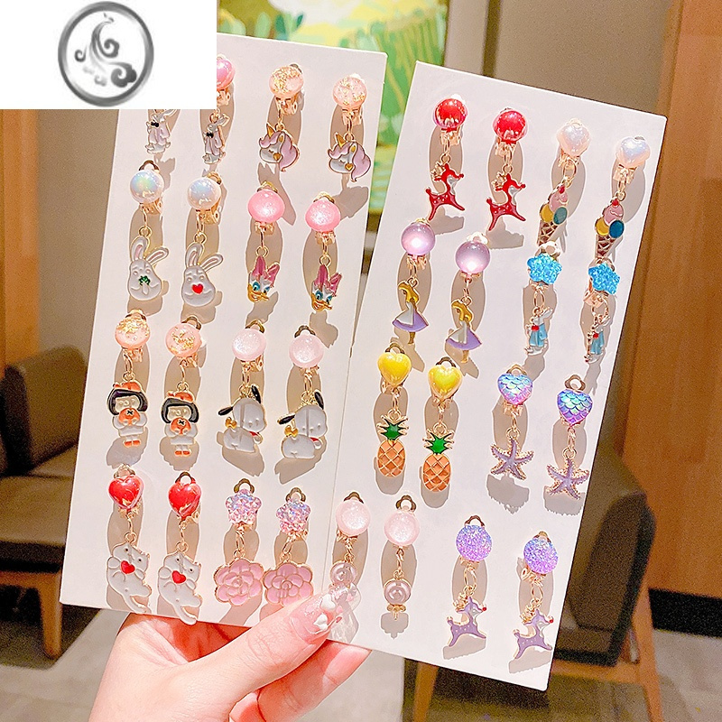 jimi卡通耳夹儿童女童公主小女孩可爱卡通无耳洞耳环耳钉宝宝饰品耳坠