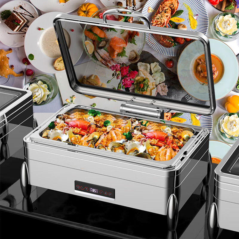 新力士电加热900W大视窗智能温控保温长方形自助餐高炉W20-1102T+W07-11027B高清大图