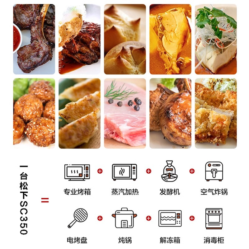 松下(Panasonic)31L家用蒸烤箱 电烤箱 蜂巢循环蒸烤一体机双直喷纯蒸智能菜单NU-SC85MW高清大图