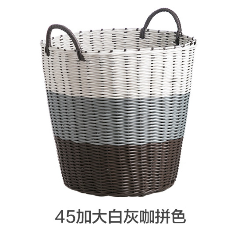 编织脏衣篮子家用洗衣收纳筐洗衣桶放脏衣服的收纳桶脏衣篓 45L加大白灰咖拼色款
