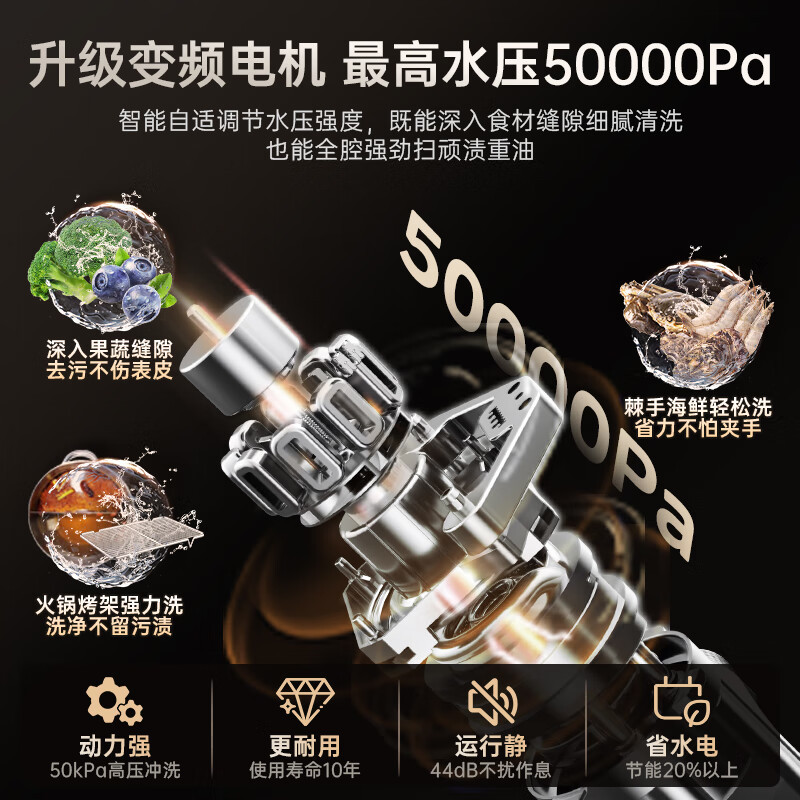 美的(Midea)[RX600SMax]新品嵌入式家用15套洗碗机 105℃热风烘干四星消毒 一级水效 AI自动洗消烘存