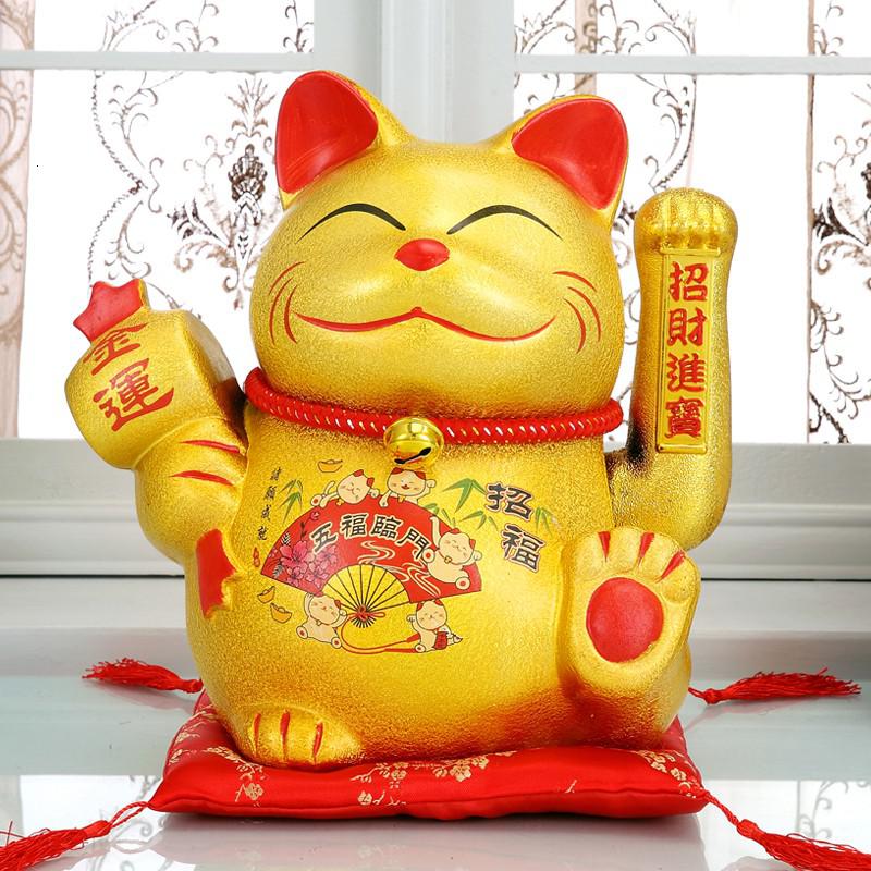 猫摆件开业电动摇手金色陶瓷发财猫大号家居客厅店铺创意礼品 三维工匠 中号彩金生意兴隆猫高清大图
