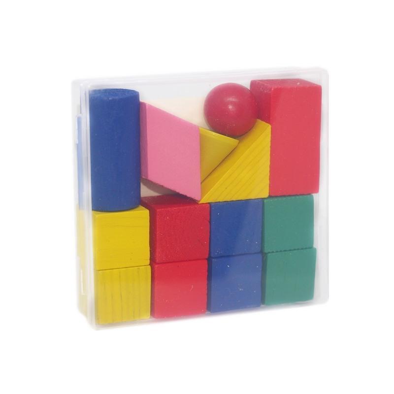 立体几何形状长方形正方体积木儿童小学生数学图形教学教具木质14粒