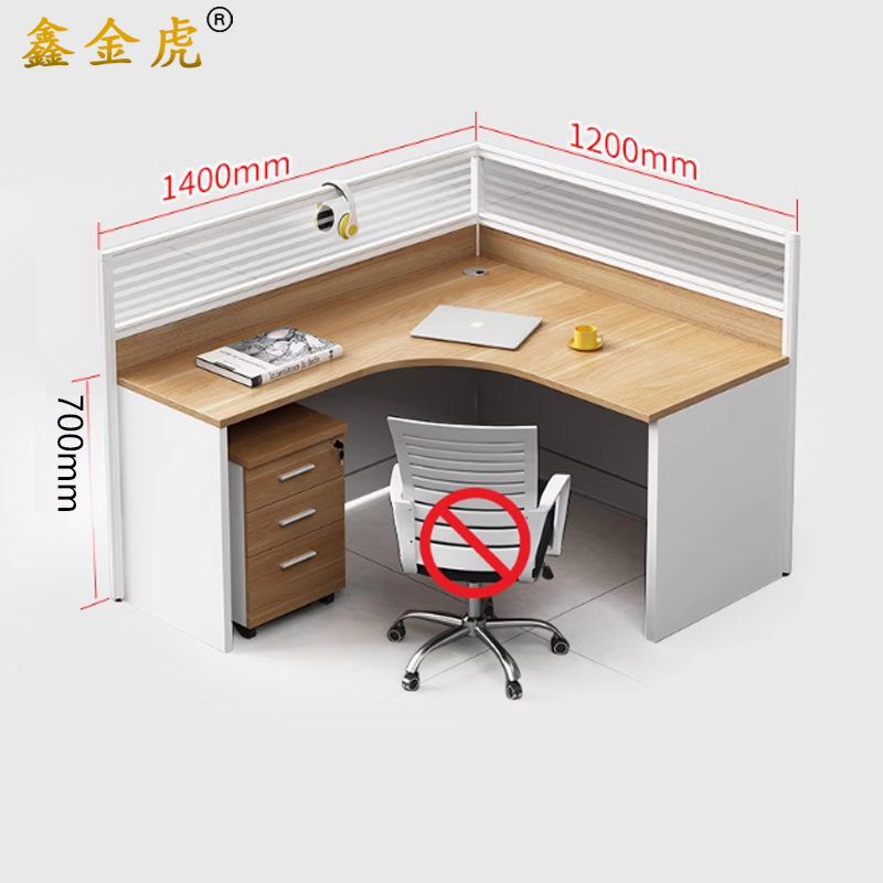 鑫金虎屏风工位员工桌组合桌椅单人位 1400*1200*700mm高清大图