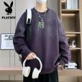 花花公子新款高品质卫衣男潮流宽松套头青少年脏脏布渐变长袖学生单穿_737 L 紫色