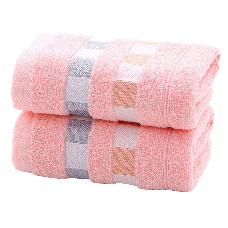 红鲸鱼 吸水毛巾家居日用面巾洗脸巾50%棉 33*73cm 方块橘 1条