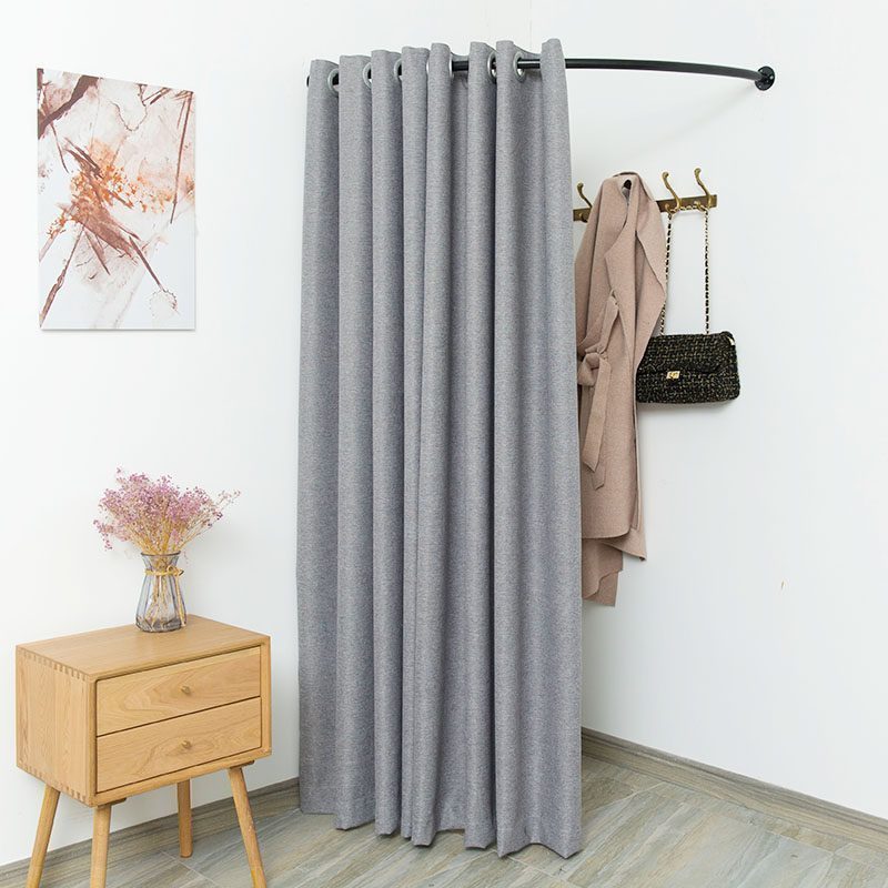 BONJEAN试衣间帘服装店更衣室帘布简易落地式移动折叠轨道换衣间杆子 灰色0.8米半径U形杆+2米高布