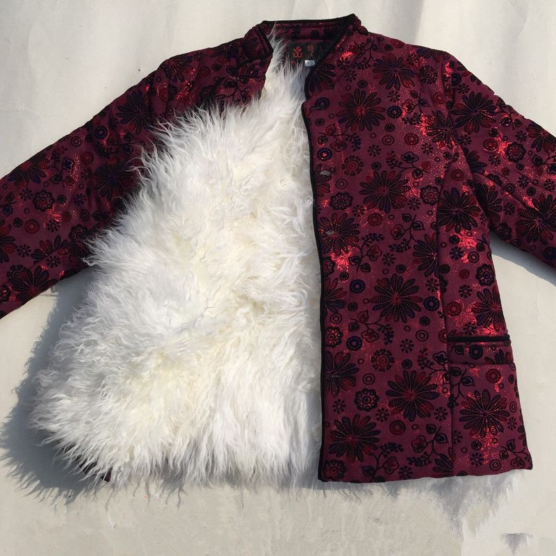 举翼王子中老年羊毛棉袄女真皮毛一体外套加厚保暖羊皮棉衣棉服高清大图