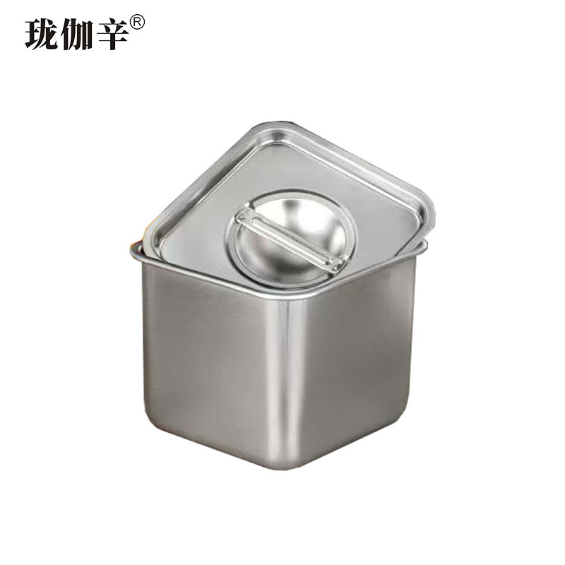 珑伽辛 不锈钢带盖方形味盅调料盒 20*20*14cm/个高清大图