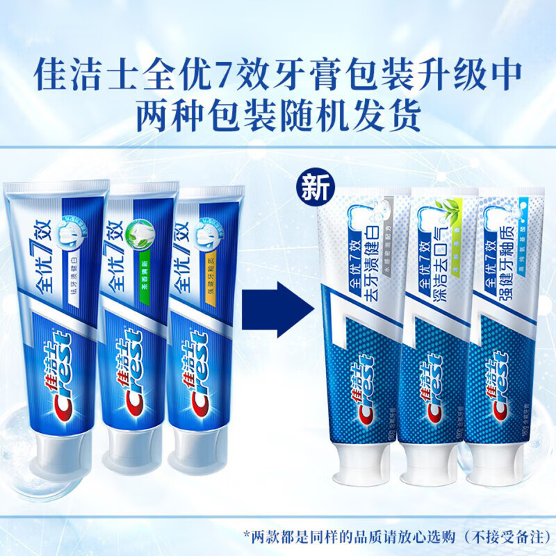 佳洁士全优7效三重护理对抗牙菌斑茶香去口气去牙渍健白