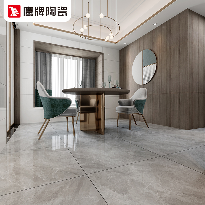 鹰牌 地板砖800x800 全抛釉客厅欧式轻奢瓷砖 灰色全瓷地砖 卡尚灰