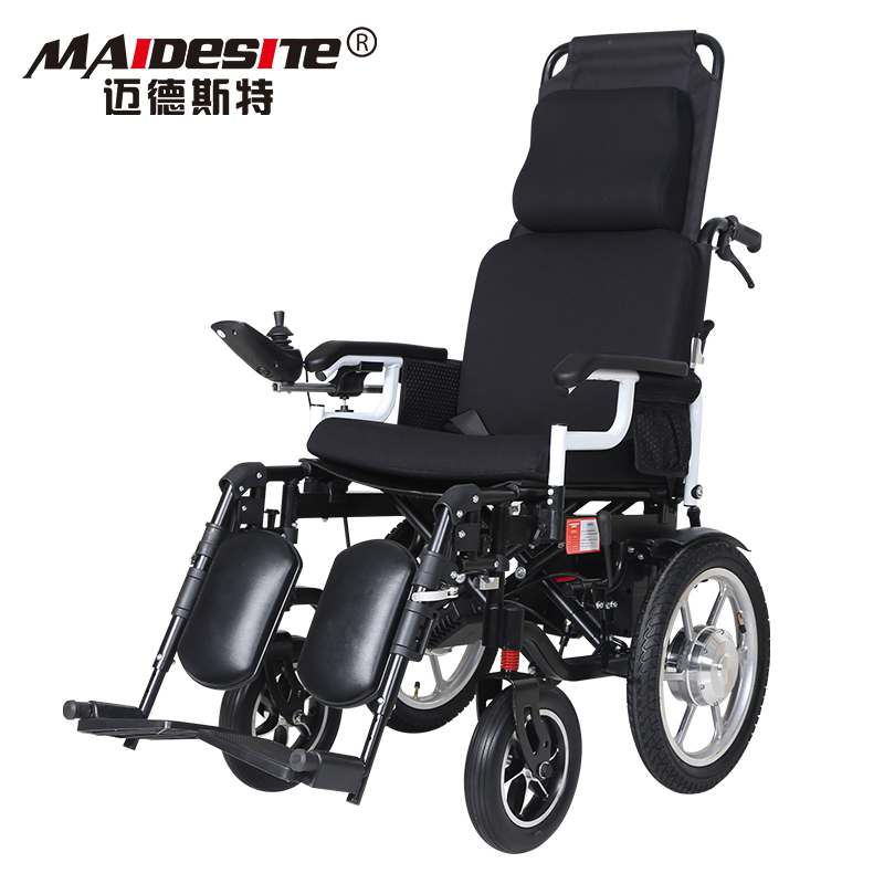 迈德斯特(MAIDESITE)电动轮椅806锂电20A高靠背可全躺带后控 老年残疾人折叠轻便代步车 手动电动切换助行车
