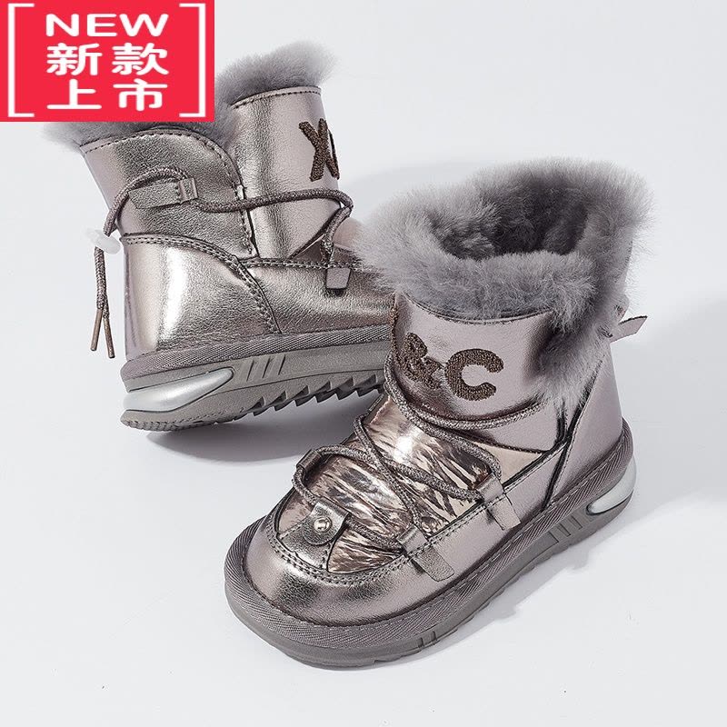 可莉允一体儿童雪地靴宝宝冬季男童防水防滑雪地棉2022加厚棉鞋图片