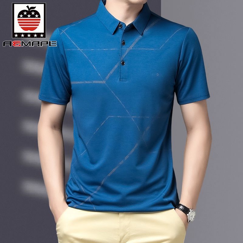 爱曼普正品男士棉POLO衫男中青老夏季休闲打底衫男大码爸爸装上衣